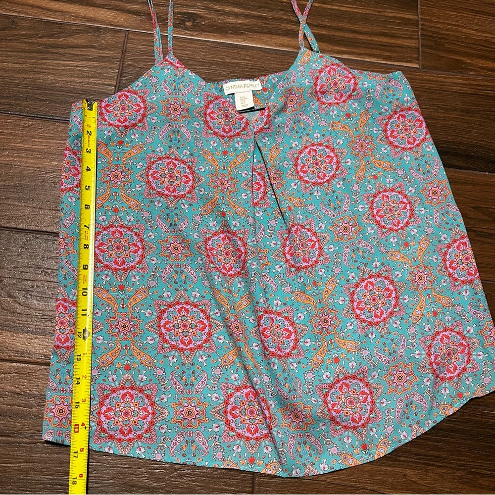 Cynthia Rowley Medium Paisley Teal Purple Tank Cami‎ Adjustable Straps - Picture 4 of 6